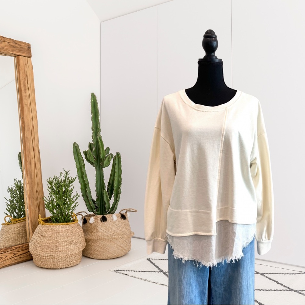 The Porter Collective Linen Blend Layered Sweatshirt